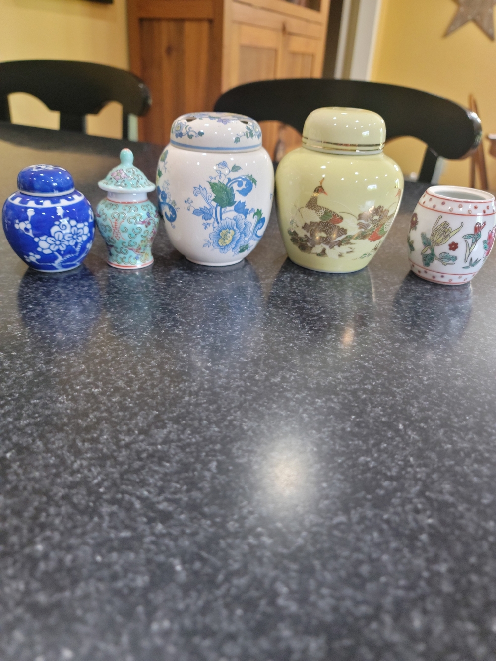 Assorted Ceramic Ginger Jar Set - Blue, Turquoise, White, Yellow, Multicolor